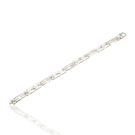 Bracciale Oro Bianco Oro 18 carati Targhe E Maglie Solo Oro cm. 20,5
