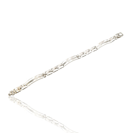 Bracciale Oro Bianco Oro 18 carati Targhe E Maglie Solo Oro cm. 21,5