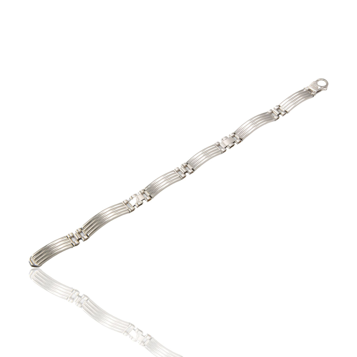 Bracciale Oro Bianco Oro 18 carati Targhe E Maglie Solo Oro cm. 21,5