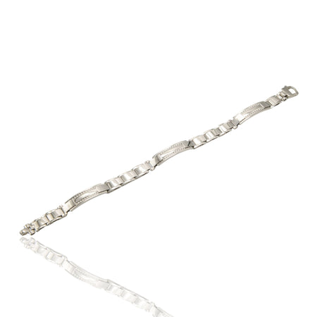 Bracciale Oro Bianco Oro 18 carati Targhe E Maglie Solo Oro cm. 21,5