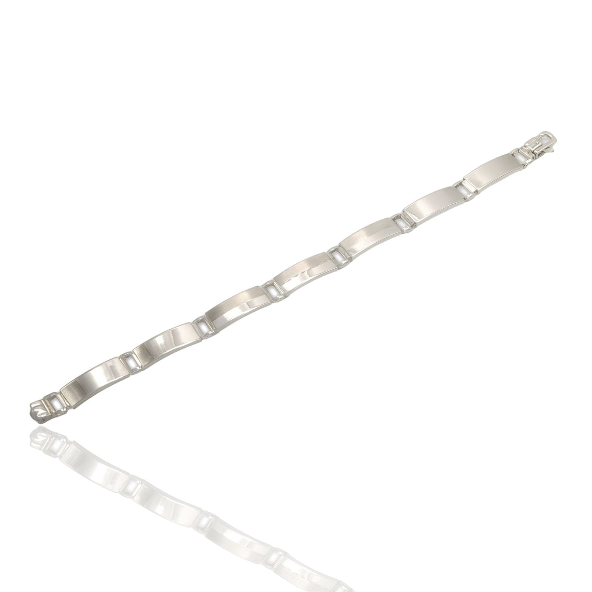 Bracciale Oro Bianco Oro 18 carati Targhe Alternate Solo Oro cm. 21,5