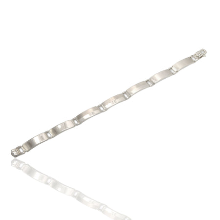 Bracciale Oro Bianco Oro 18 carati Targhe Alternate Solo Oro cm. 21,5