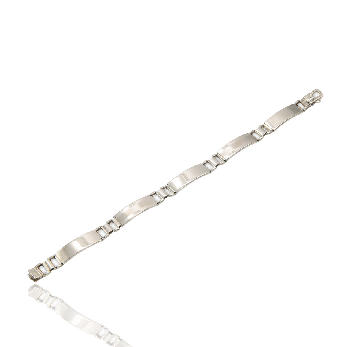 Bracciale Oro Bianco Oro 18 carati Targhe Alternate Solo Oro cm. 21,5