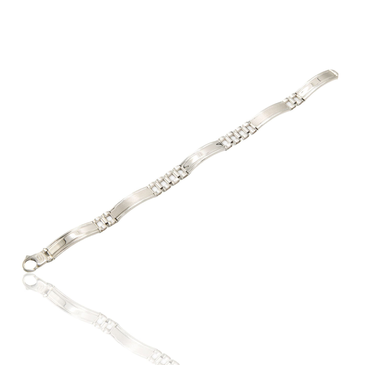 Bracciale Oro Bianco Oro 18 carati Targhe Alternate Solo Oro cm. 21,5