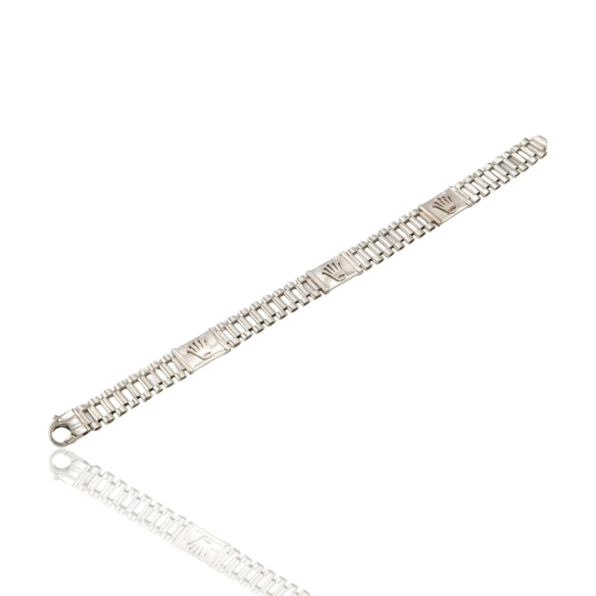 Bracciale Oro Bianco Oro 18 carati Targhe E Maglie Solo Oro cm. 22