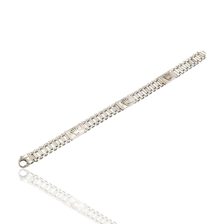 Bracciale Oro Bianco Oro 18 carati Targhe E Maglie Solo Oro cm. 22