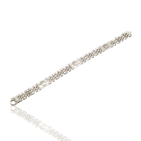 Bracciale Oro Bianco Oro 18 carati Targhe E Maglie Solo Oro cm. 22