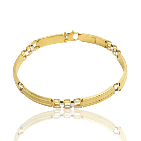 Bracciale Oro Giallo Oro Bianco Oro 18 carati Targhe E Maglie Solo Oro