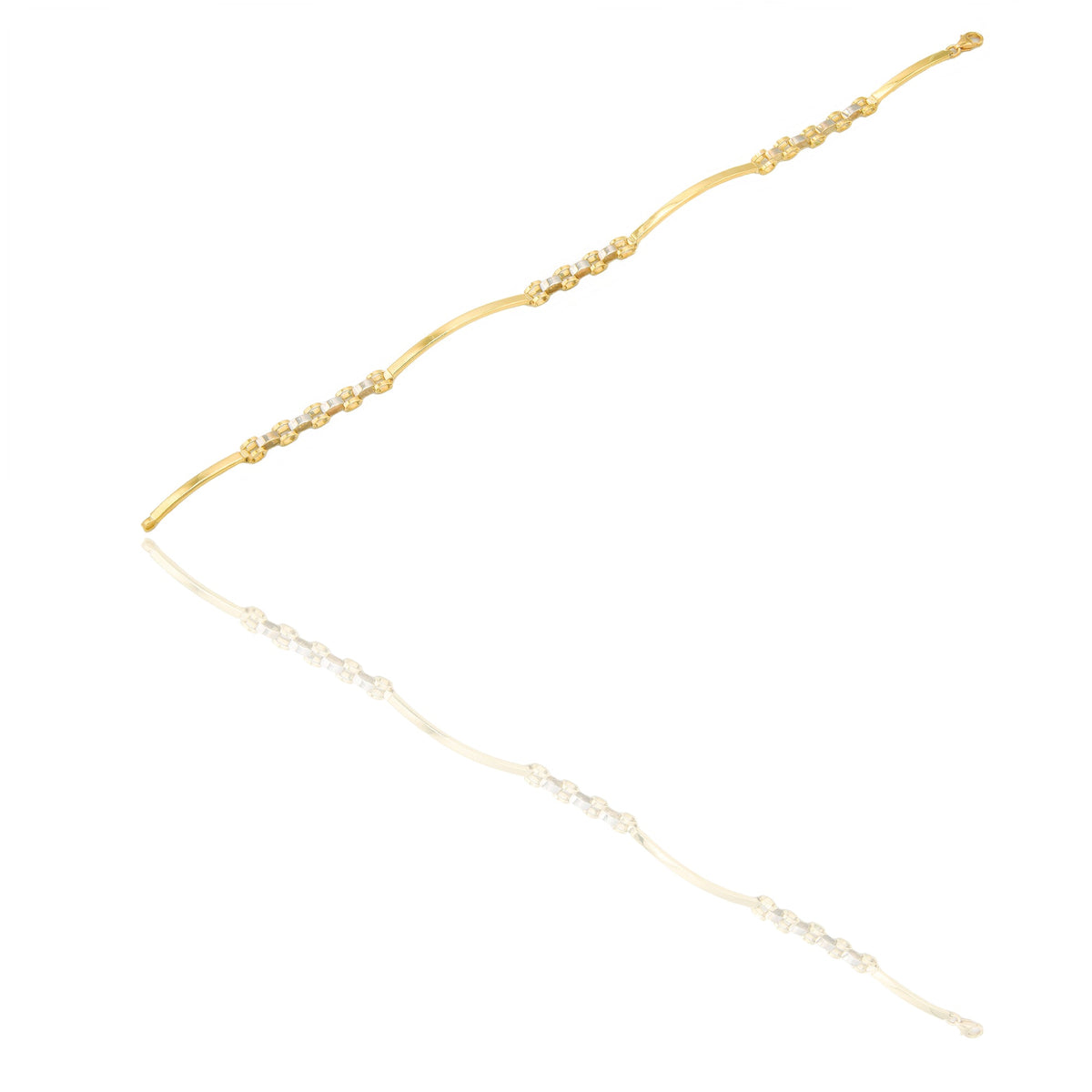Bracciali Oro Giallo Oro Bianco Oro 18 carati maglie morbide e targhe alternate Solo oro 20cm x 0,4cm