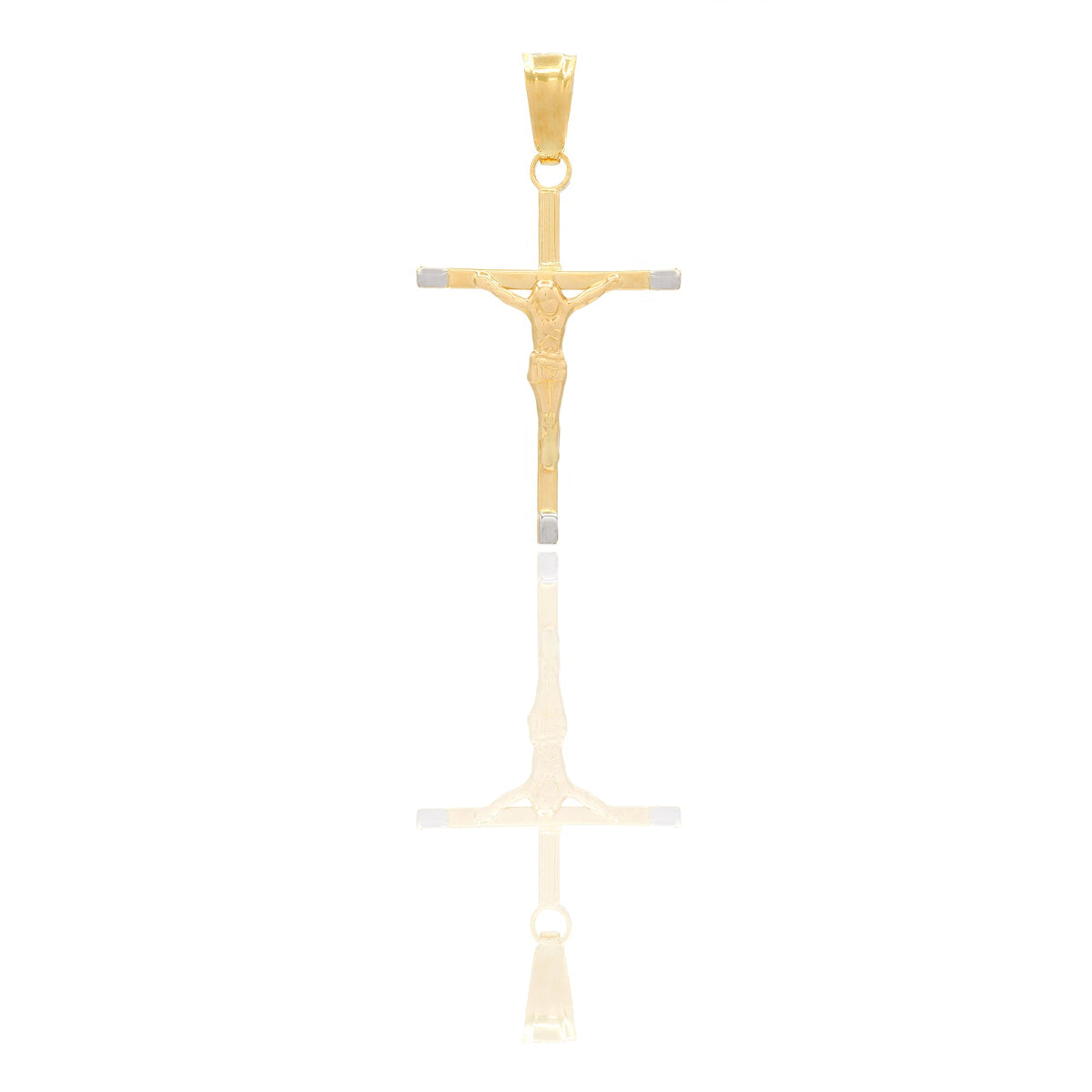 Ciondoli Oro Giallo Oro Bianco Oro 18 carati Croce con Cristo Solo oro 3,4 cm x 1,8cm