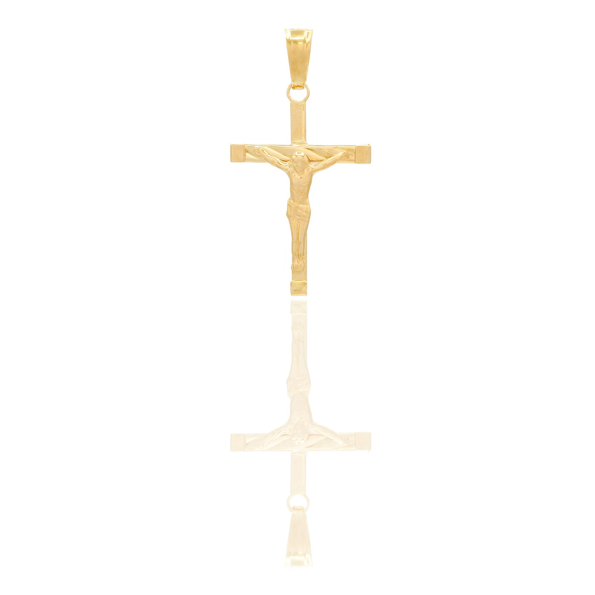 Ciondoli Oro Giallo Oro 18 carati Croce con Cristo rigata Solo oro 3,3 cm x 1,8cm