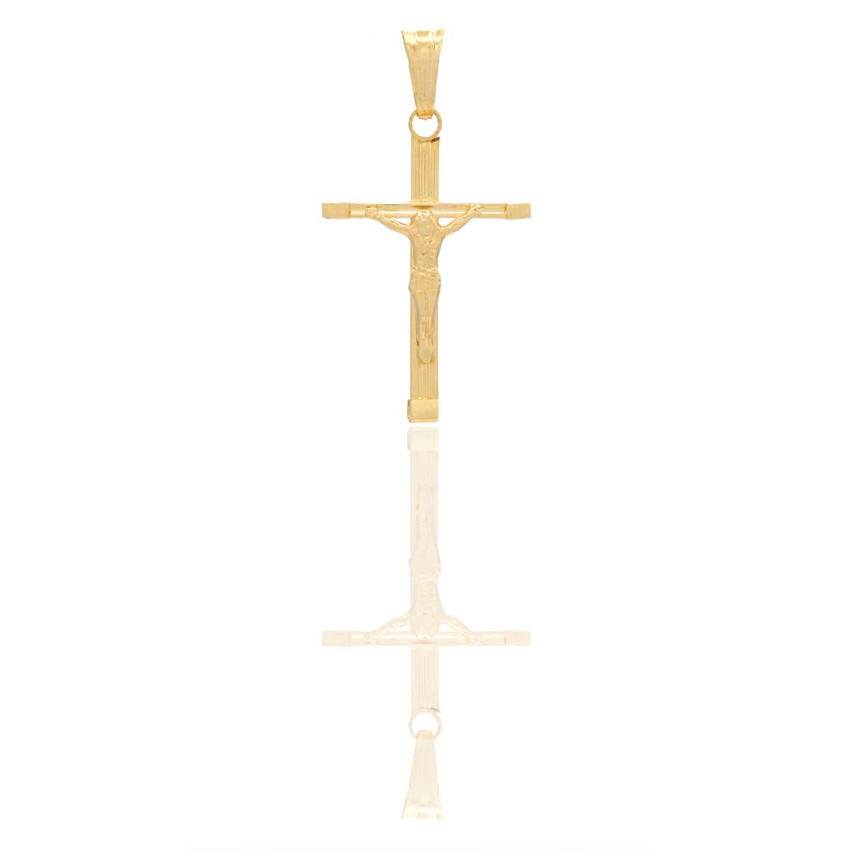 Ciondoli Oro Giallo Oro 18 carati Croce con Cristo rigata Solo oro 3,3 cm x 1,8cm