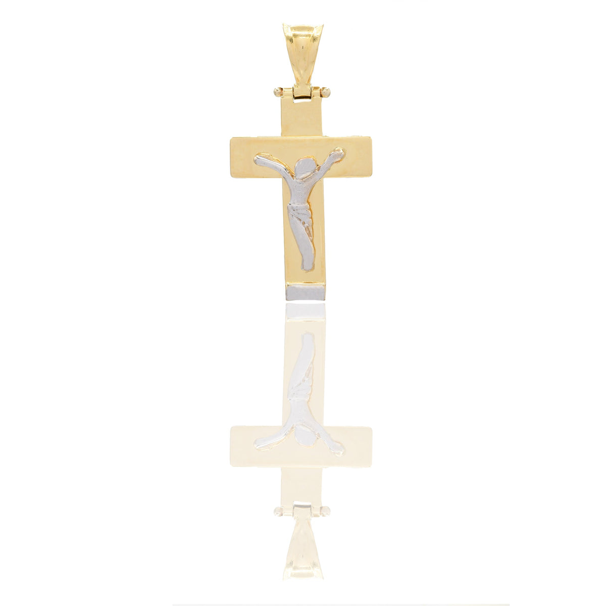 Ciondoli Oro Giallo Oro Bianco Oro 18 carati Croce con Cristo stilizzato Solo oro 3,3 cm X 1,8cm