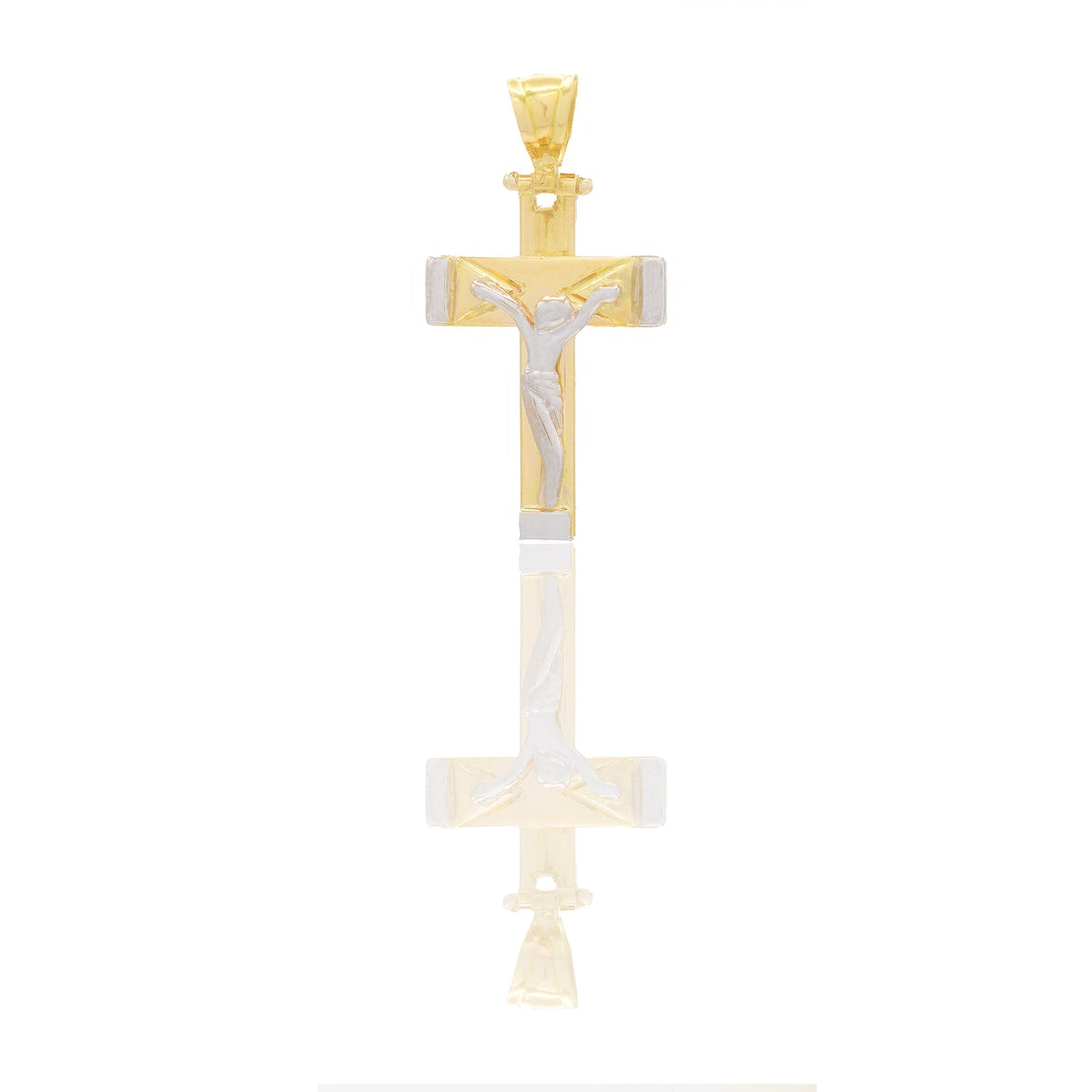 Ciondoli Oro Giallo Oro Bianco Oro 18 carati Croce con Cristo stilizzato Solo oro 3,3 cm X 1,8cm