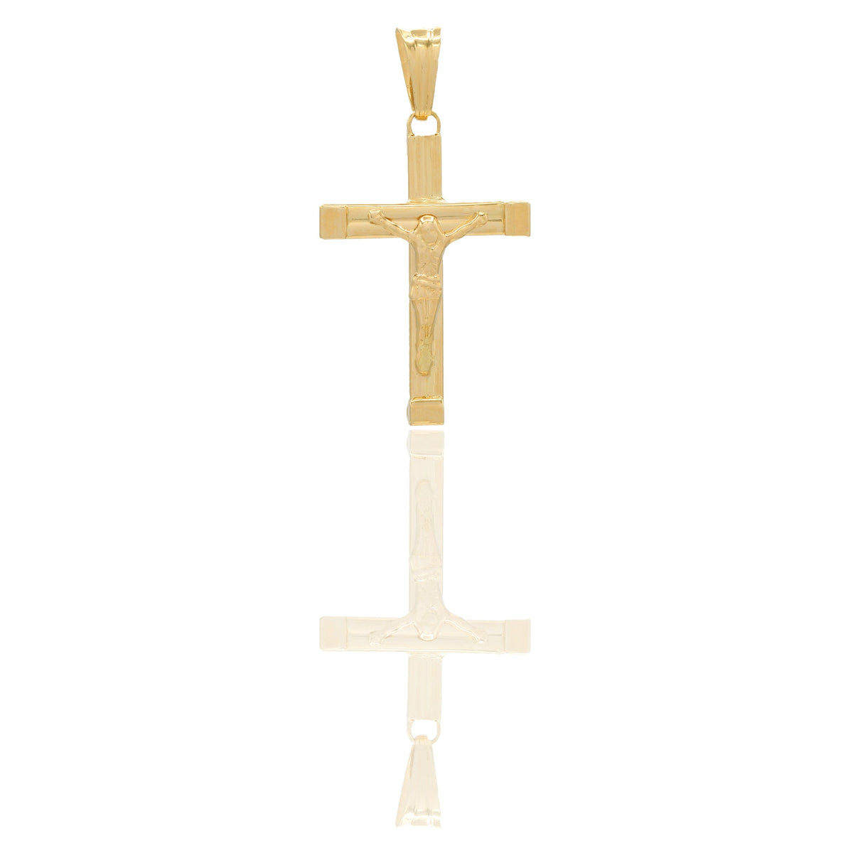 Ciondoli Oro Giallo Oro 18 carati Croce con Cristo rigata Solo oro 3,3 cm X 1,8cm