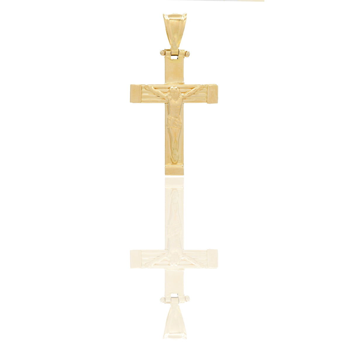 Ciondoli Oro Giallo Oro 18 carati Croce con Cristo rigata Solo oro 3,3 cm X 1,8cm
