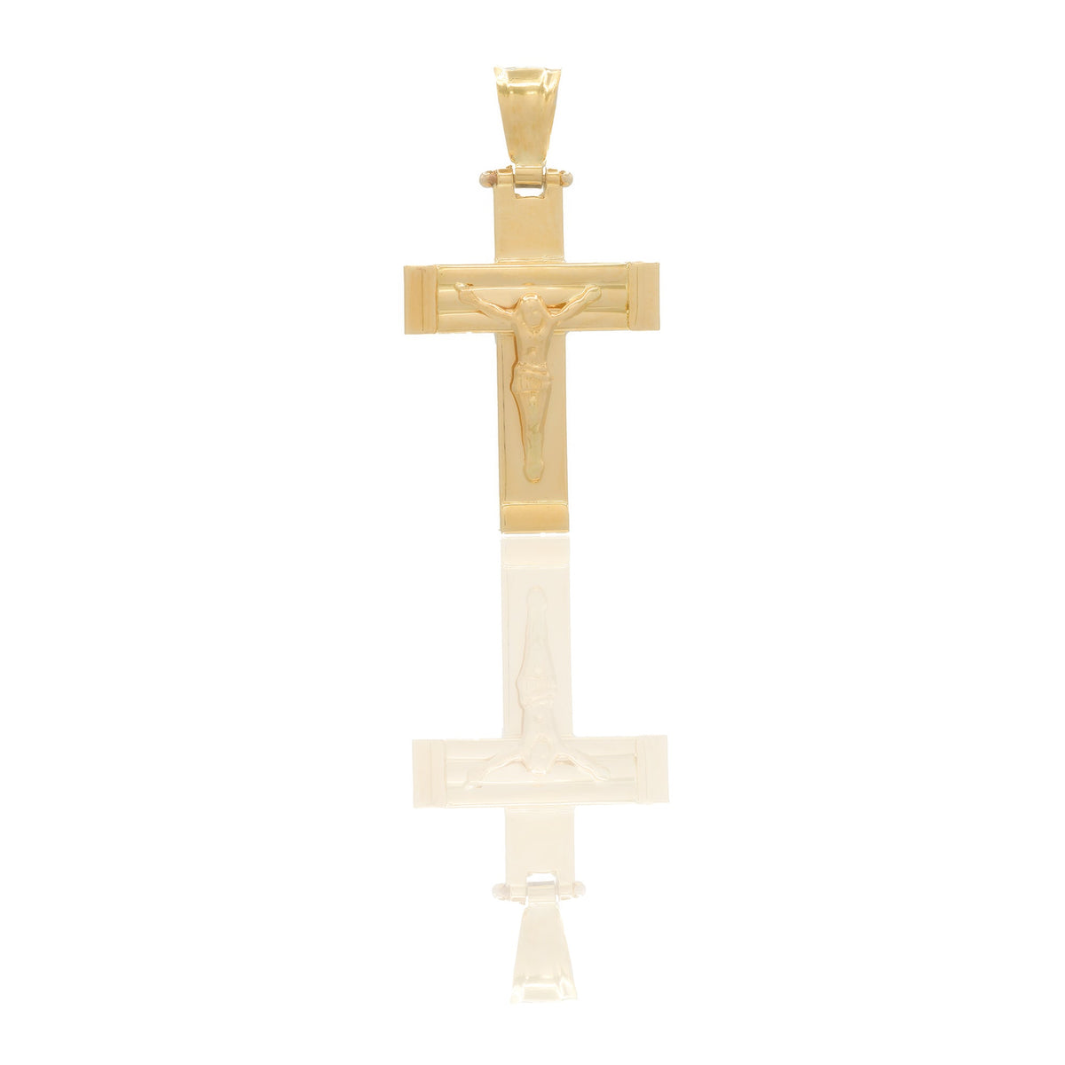 Ciondoli Oro Giallo Oro 18 carati Croce con Cristo rigata Solo oro 3,3 cm X 1,8cm