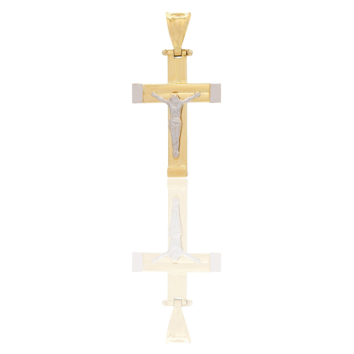 Ciondoli Oro Giallo Oro Bianco Oro 18 carati Croce con Cristo rigata Solo oro 3,4cm x 1,8cm