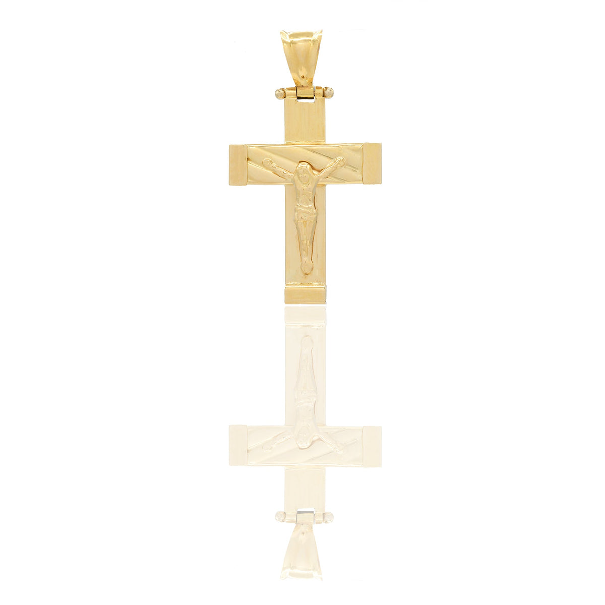 Ciondoli Oro Giallo Oro 18 carati Croce con Cristo rigata Solo oro 3,4cm x 1,8cm