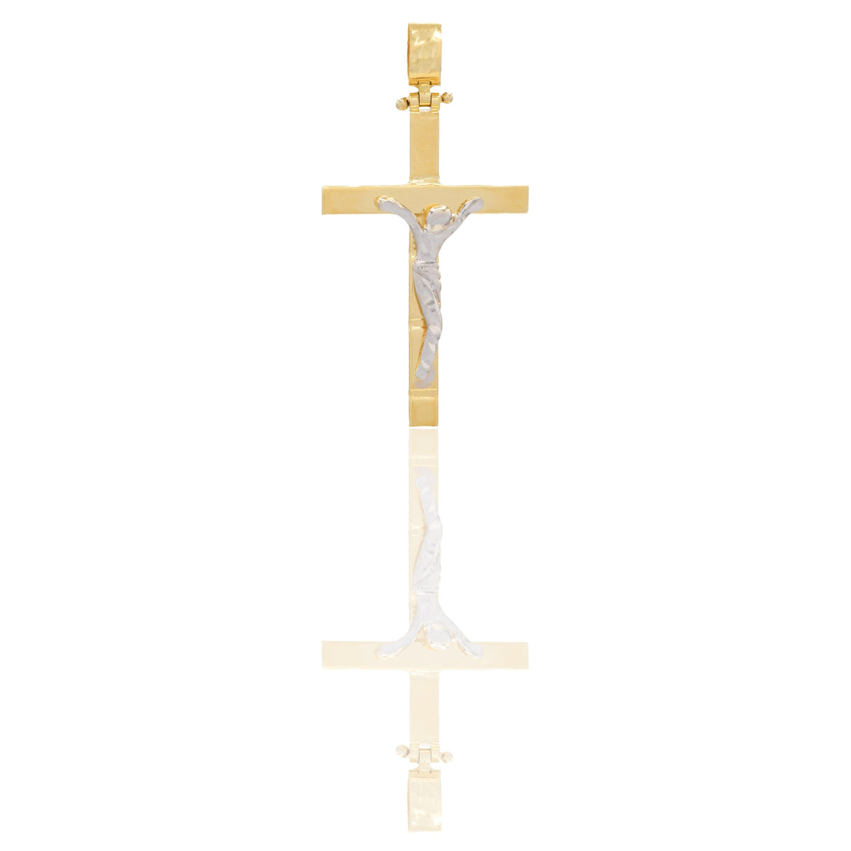 Ciondoli Oro Giallo Oro Bianco Oro 18 carati Croce con Cristo stilizzato diamanatato Solo oro 4cm x 2cm