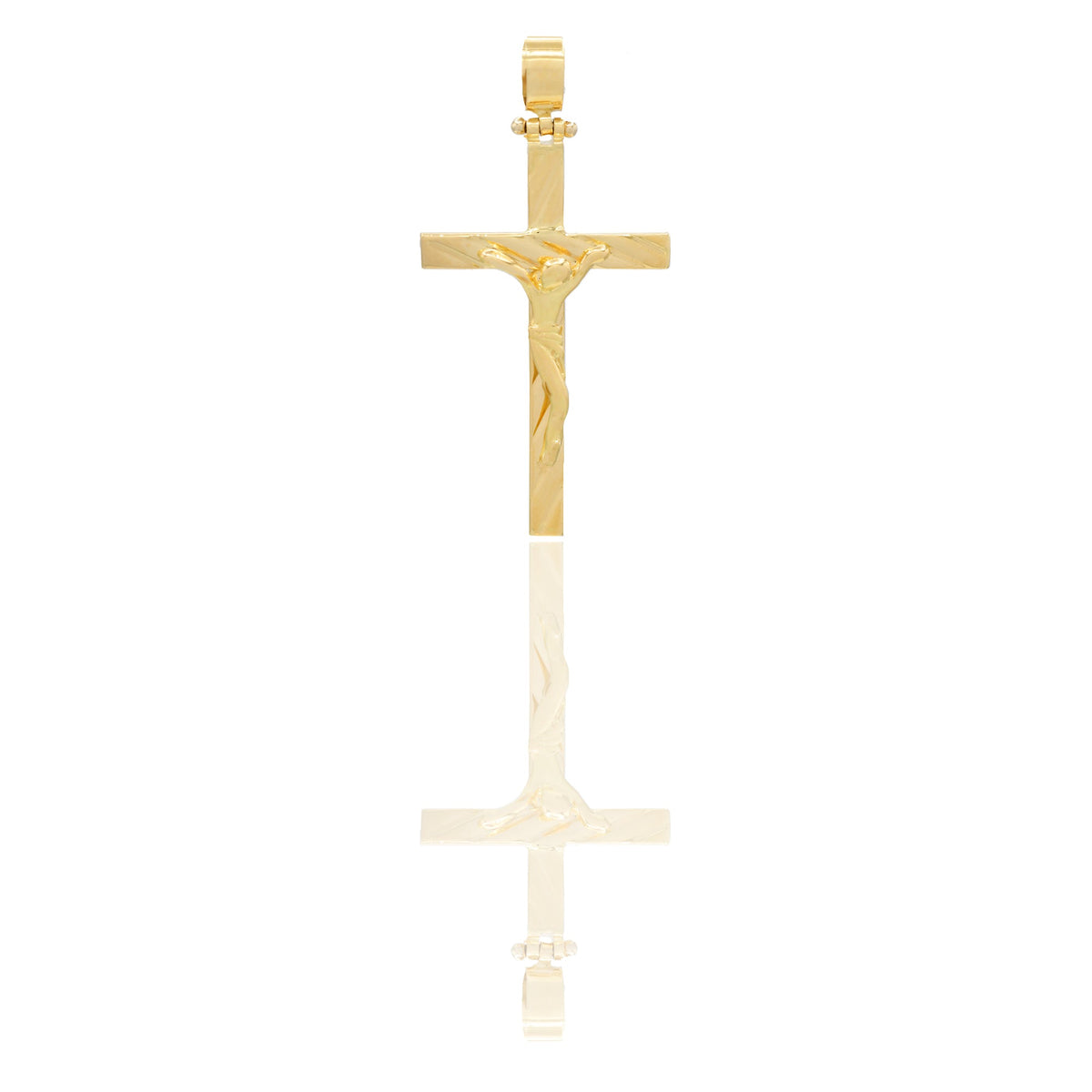 Ciondoli Oro Giallo Oro 18 carati Croce rigata con Cristo stilizzato Solo oro 4cm x 2cm