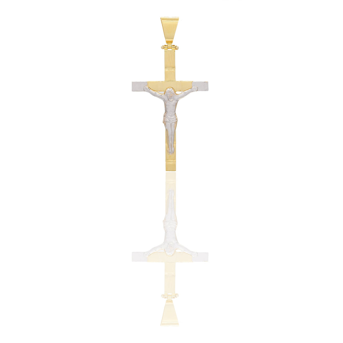 Ciondoli Oro Giallo Oro Bianco Oro 18 carati Croce con Cristo Solo oro 5,6cm x 2,8 cm