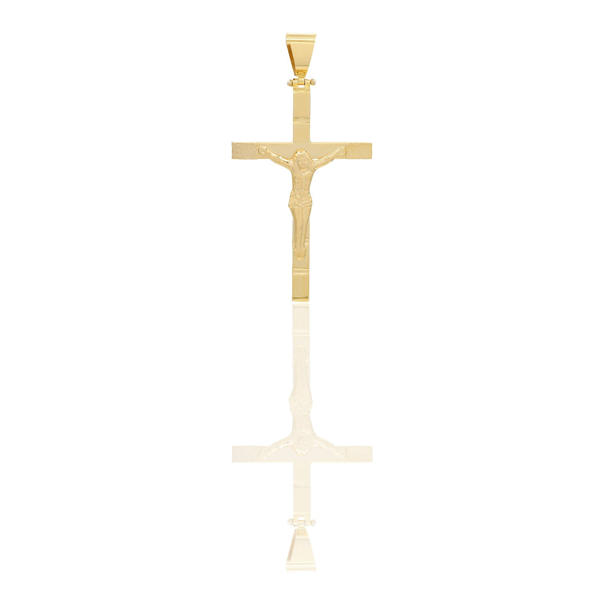 Ciondoli Oro Giallo Oro 18 carati Croce con Cristo diamantata Solo oro 6cm x 3,2cm