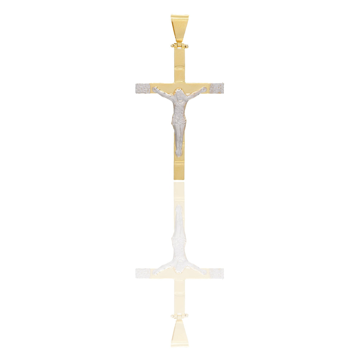 Ciondoli Oro Giallo Oro Bianco Oro 18 carati Croce con Cristo diamantata Solo oro 6cm x 3,2cm