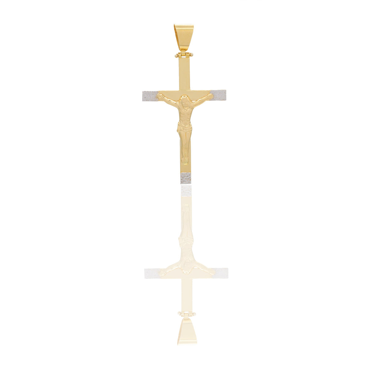 Ciondoli Oro Giallo Oro Bianco Oro 18 carati Croce con Cristo diamantata Solo oro 5,5 cm x 3cm