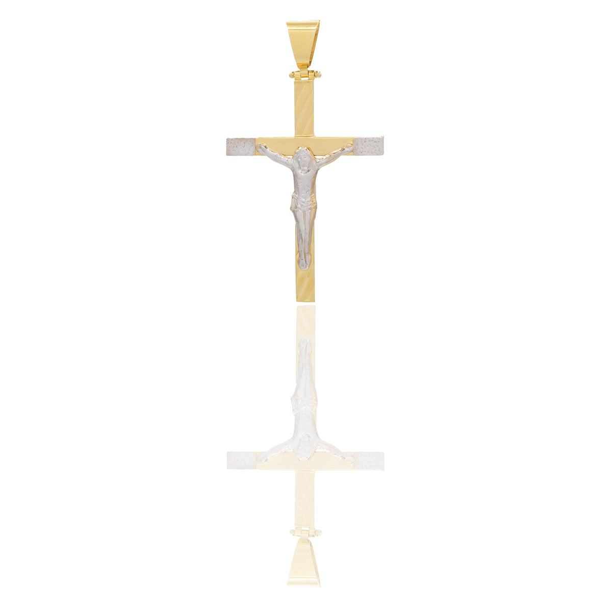 Ciondoli Oro Giallo Oro Bianco Oro 18 carati Croce con Cristo Rigata e Diamantata Solo oro 5,5 cm x 3cm