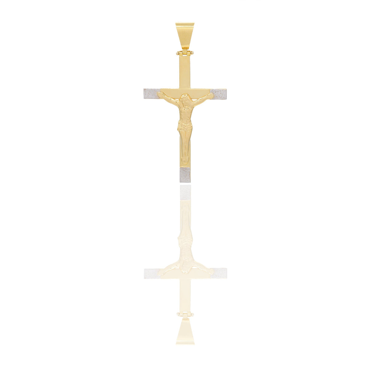 Ciondoli Oro Giallo Oro Bianco Oro 18 carati Croce con Cristo diamantata Solo oro 5,3 cm x 3cm