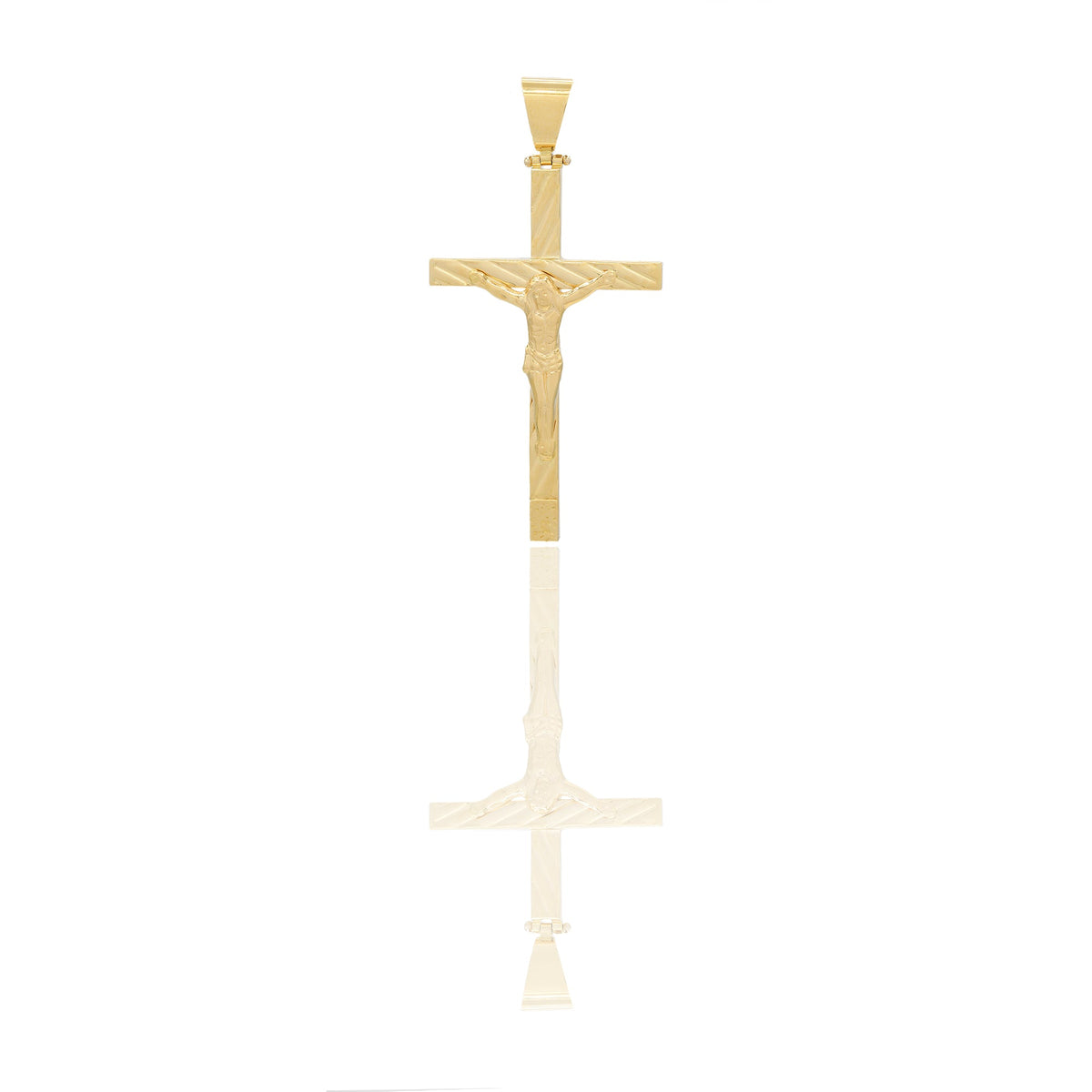 Ciondoli Oro Giallo Oro 18 carati Croce con Cristo Rigata e Diamantata Solo oro 6,2cm x 3,1cm