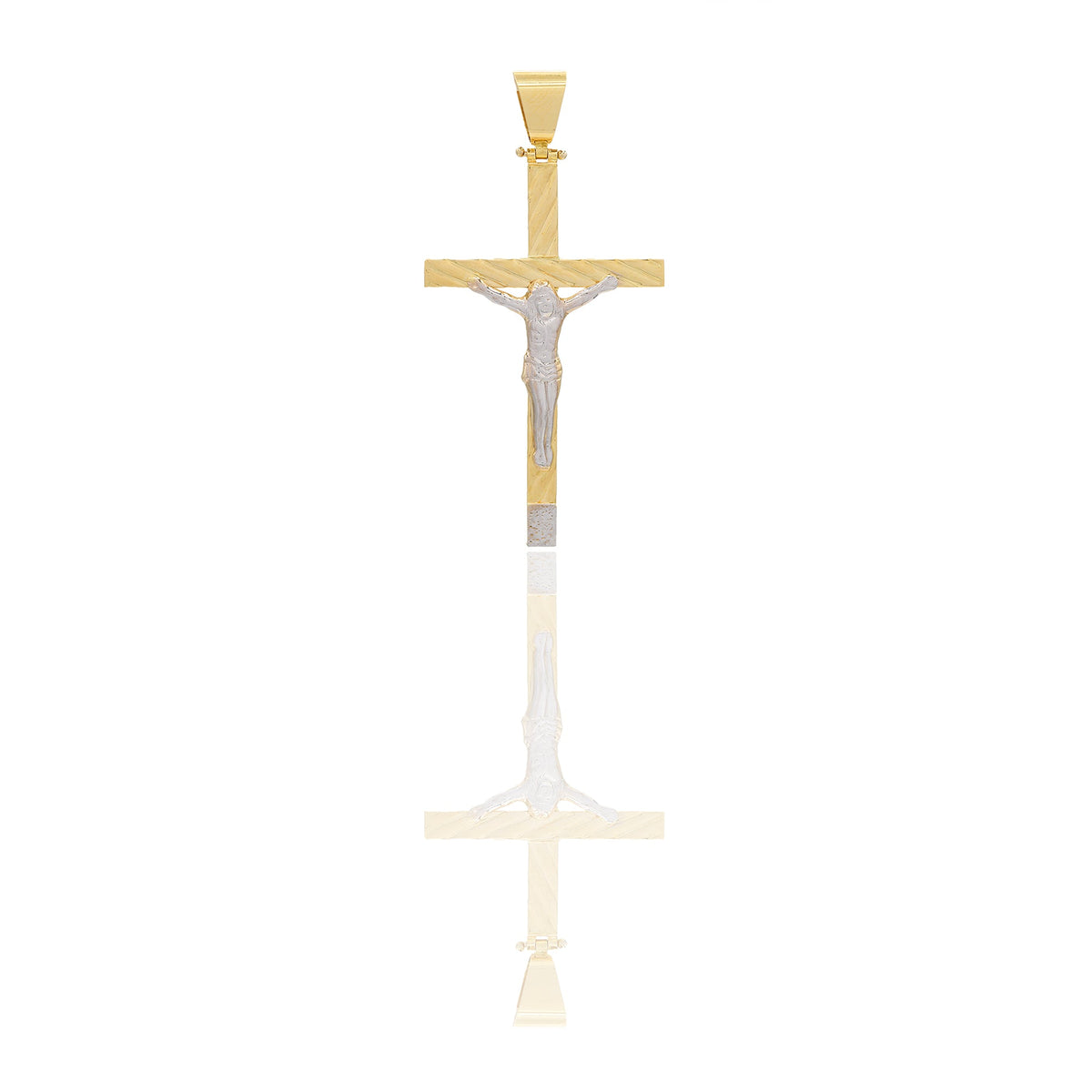 Ciondoli Oro Giallo Oro Bianco Oro 18 carati Croce con Cristo Rigata e Diamantata Solo oro 6,2cm x 3,1cm