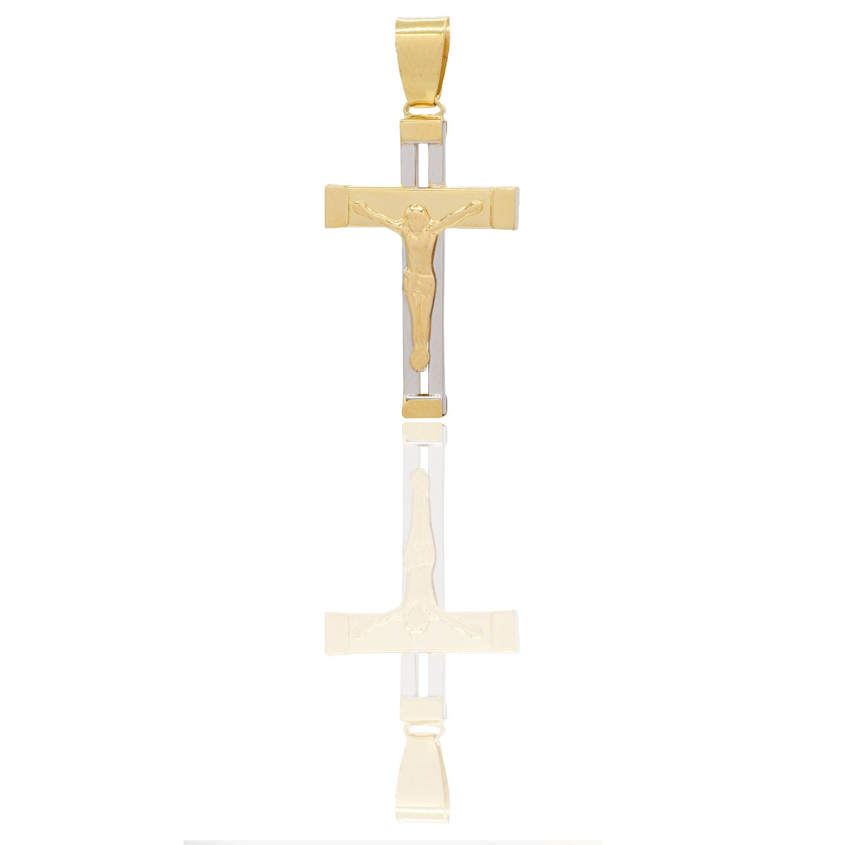 Ciondoli Oro Giallo Oro Bianco Oro 18 carati Croce con Cristo traforata Solo oro 3,7cm x 1,8cm