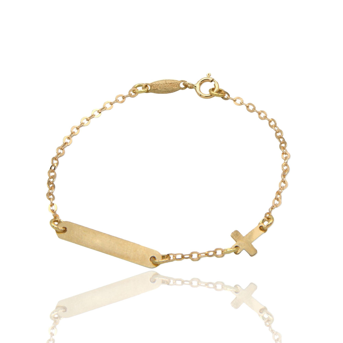 Bracciale Oro Giallo Oro 18 carati  Baby Targa Croce Solo Oro