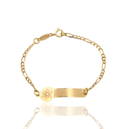 Bracciale Oro Giallo Oro 18 carati  Baby Targa Fiore  Solo Oro cm. 13,5