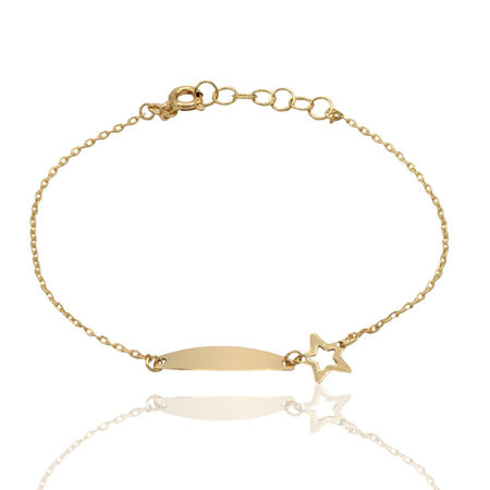 Bracciale Oro Giallo Oro 18 carati  Baby Targa Stella Solo Oro cm. 13,5
