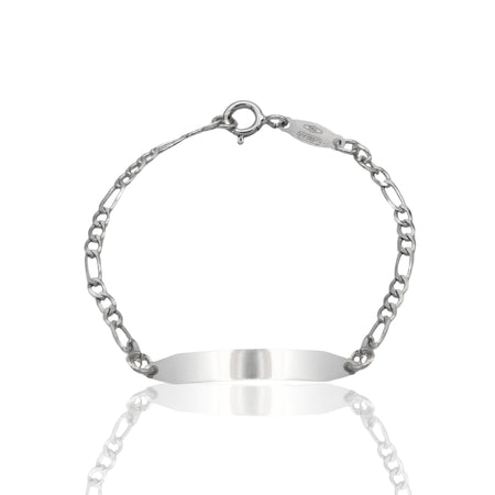 Bracciale Oro Bianco Oro 18 carati Baby Targa Groumette Solo Oro cm. 13,5