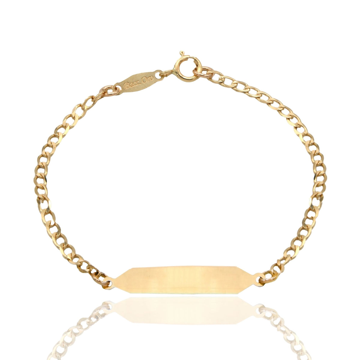 Bracciale Oro Giallo Oro 18 carati Baby Targa Squadrata Groumette Solo Oro cm. 13,5