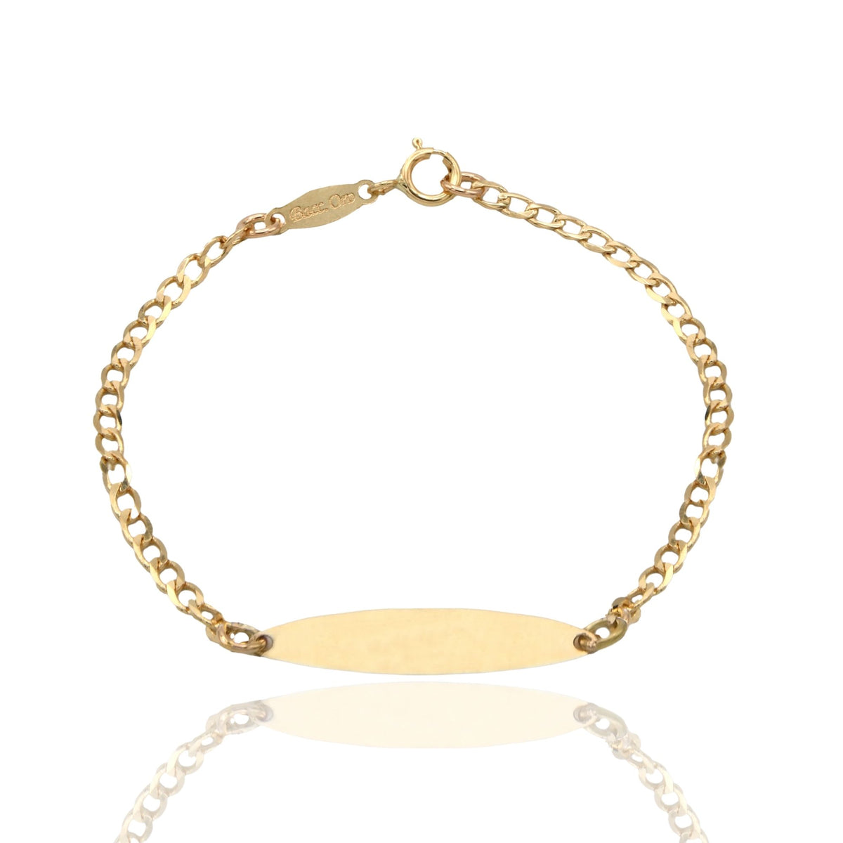 Bracciale Oro Giallo Oro 18 carati Baby Targa Ovale Groumette Solo Oro cm. 13,5