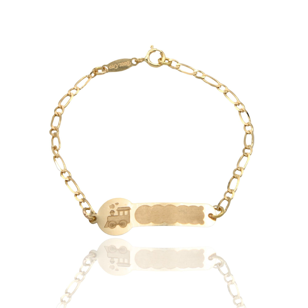 Bracciale Oro Giallo Oro 18 carati Baby Targa Trenino Solo Oro cm. 13