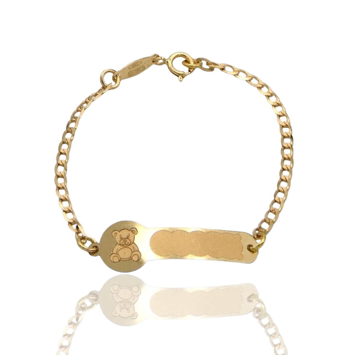 Bracciale Oro Giallo Oro 18 carati Baby Targa Orsetto Solo Oro cm. 13