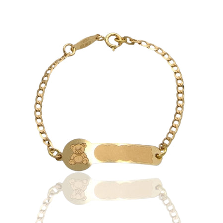 Bracciale Oro Giallo Oro 18 carati Baby Targa Orsetto Solo Oro cm. 13