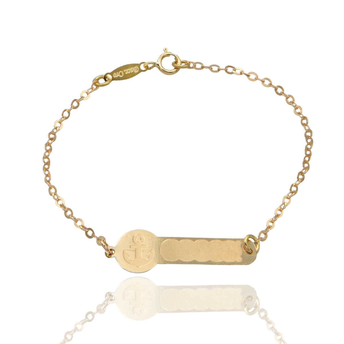 Bracciale Oro Giallo Oro 18 carati Baby Targa Ancora Solo Oro cm. 13