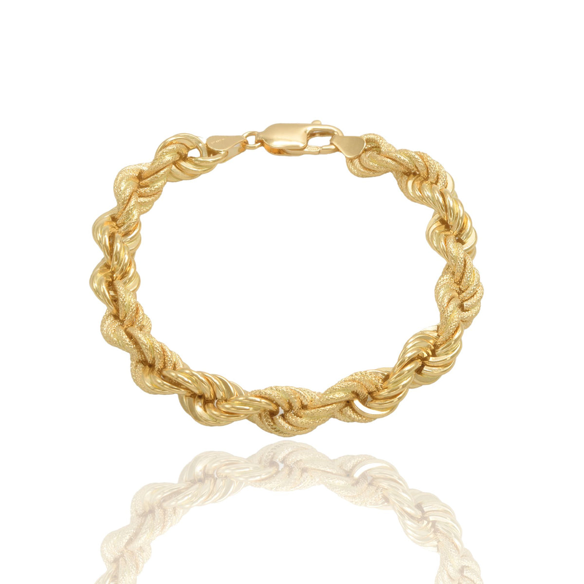 Bracciale Oro Giallo Oro 18 carati Corda Godronata Solo Oro spess. 8 mm