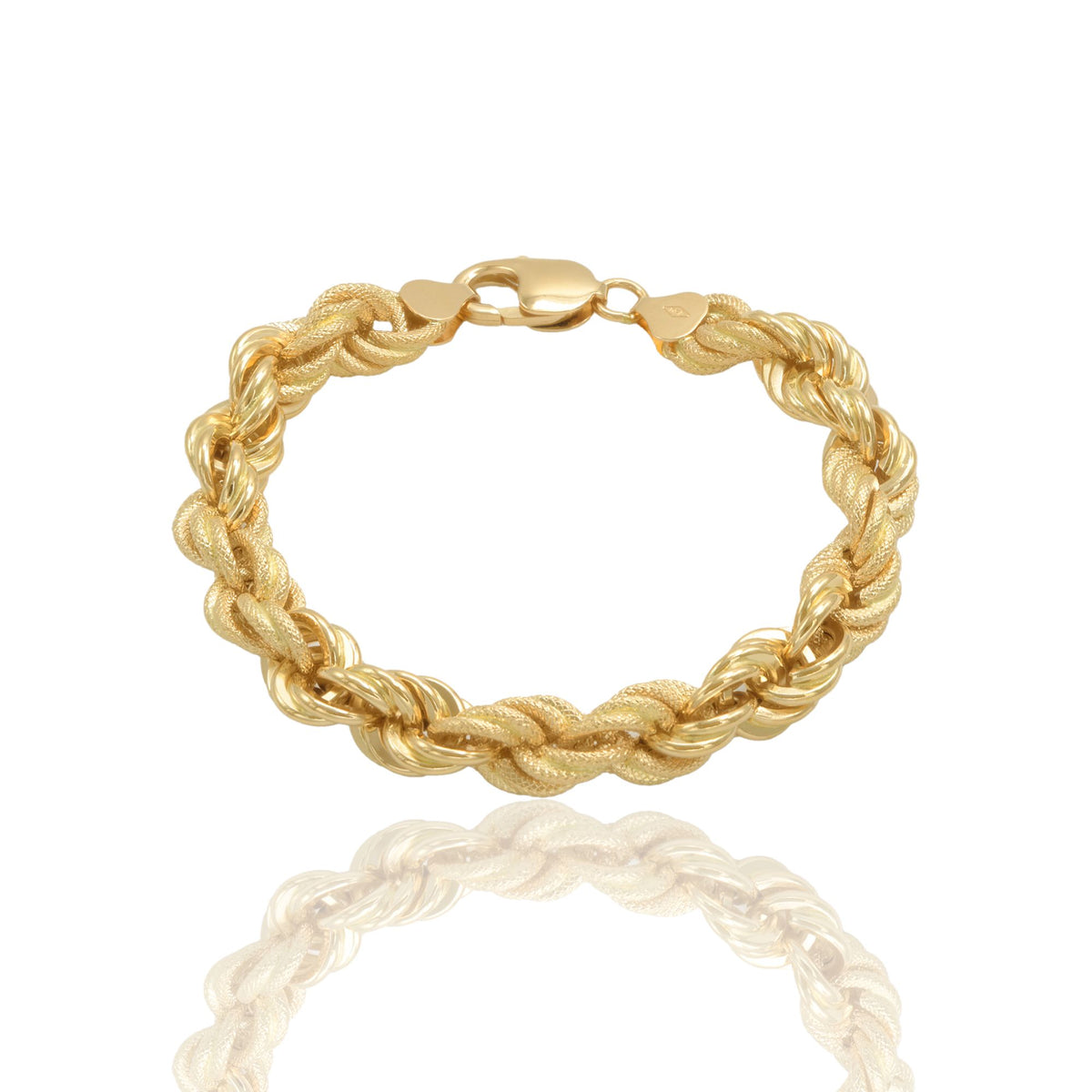 Bracciale Oro Giallo Oro 18 carati Corda Godronata Solo Oro spess. 10 mm