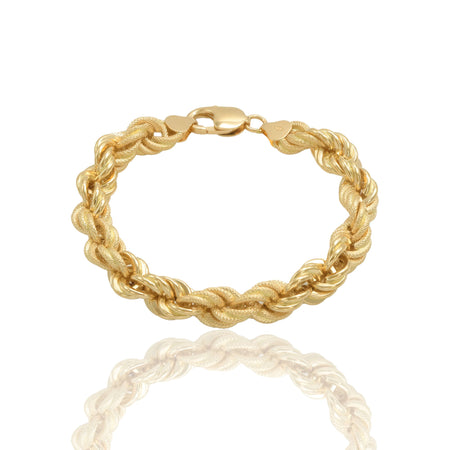 Bracciale Oro Giallo Oro 18 carati Corda Godronata Solo Oro spess. 10 mm