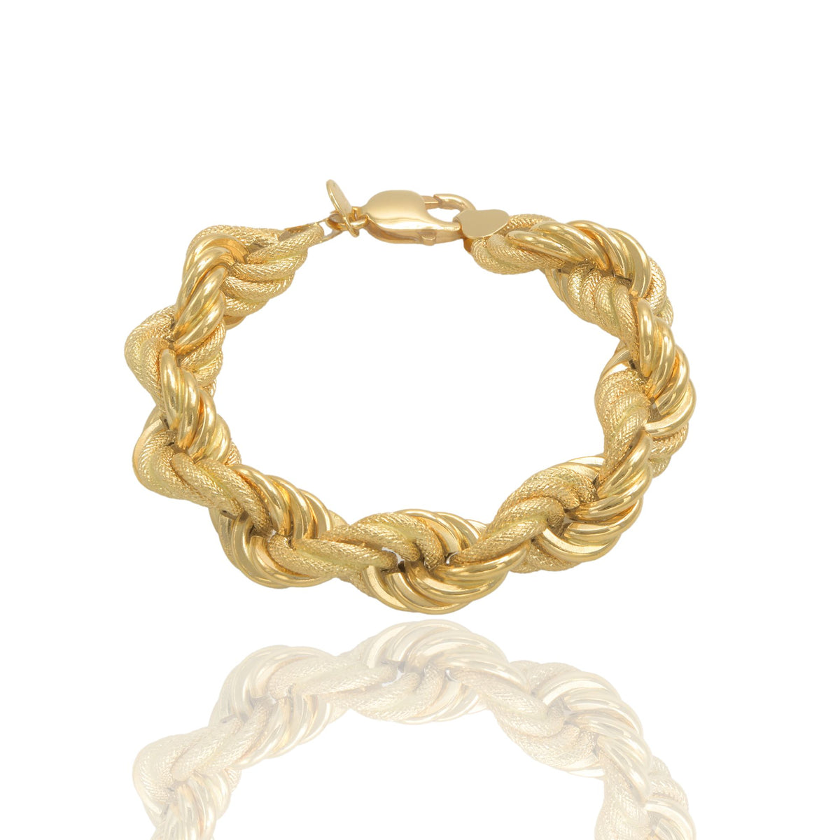 Bracciale Oro Giallo Oro 18 carati Corda Godronata Solo Oro spess. 12 mm