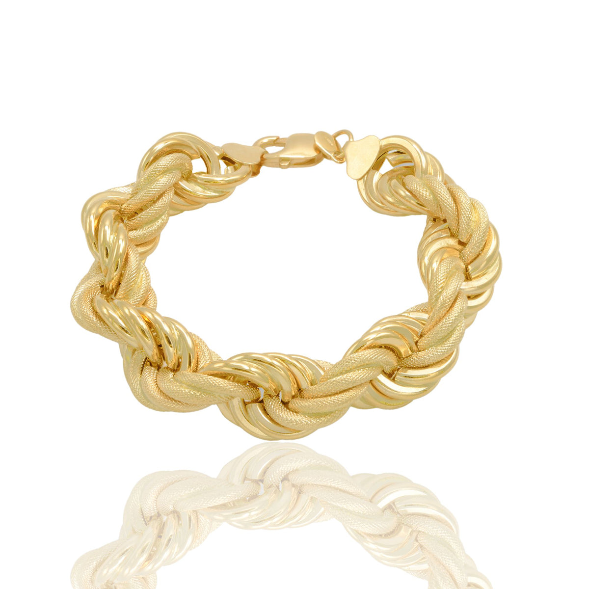 Bracciale Oro Giallo Oro 18 carati Corda Godronata Solo Oro spess. 16 mm