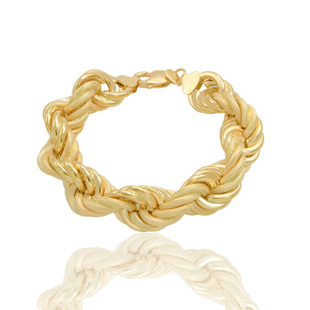Bracciale Oro Giallo Oro 18 carati Corda Godronata Solo Oro spess. 16 mm